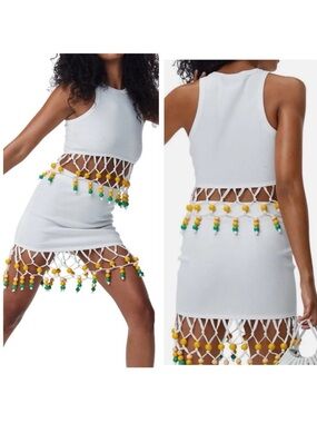 SIMON MILLER BEADED RIBBED TANK TOP And MATCHING BEADED RIBBED SKIRT, Sz L NWT